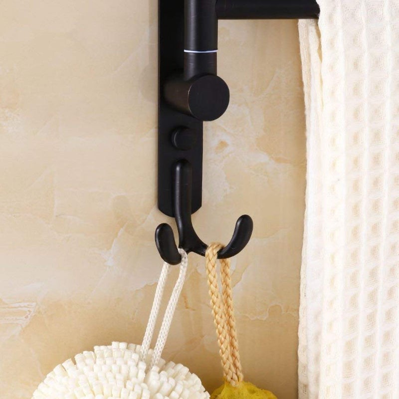ELLO&ALLO Oil Rubbed Bronze Swing Out Towel Racks for Bathroom Holder Wall Mounted Towel Bars with Hooks 3-Arm - Image 5
